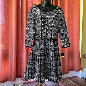 Just Taylor Black and Ivory Knit Dress.